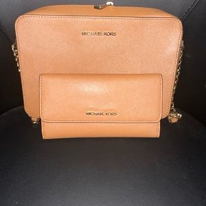 Michael Kors Tan Crossbody and matching Wallet